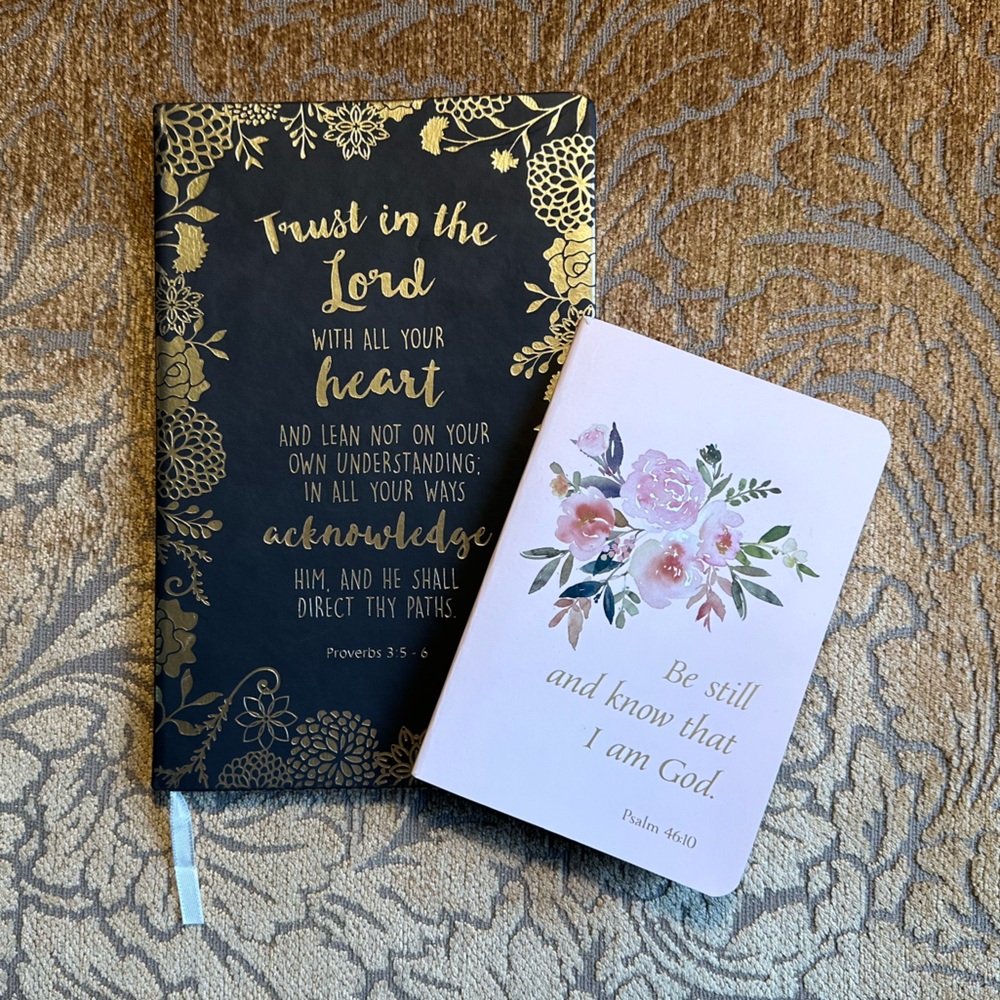 Set of 2 empty journal notebooks with Bible verses